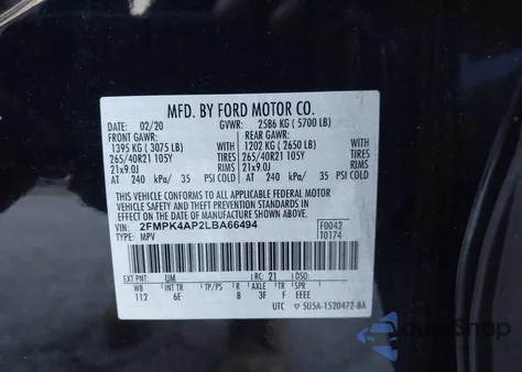 2020 Ford Edge St z USA, uszkodzony, nr VIN 2FMPK4AP2LBA66494